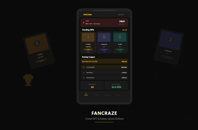 FanCraze: Team Extension for NFT Sports Collectibles and Cricket Metaverse Platform with Web and Mobile Development